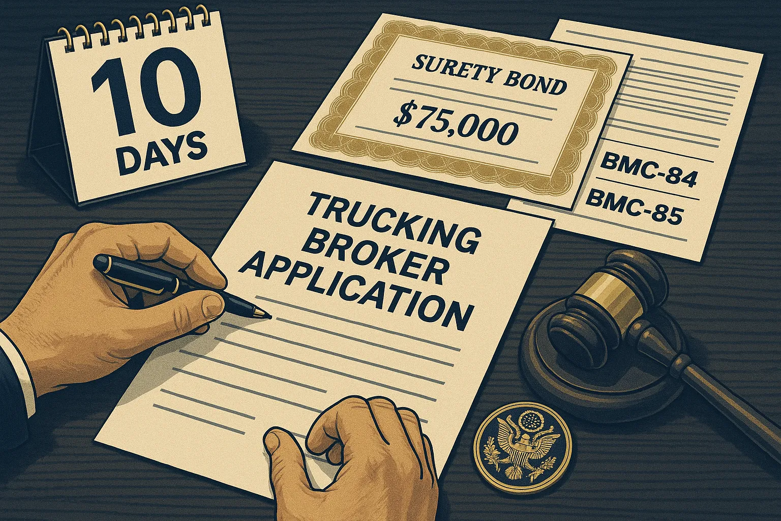Detail illustration: FMCSA Broker Authority Protest Period 10-Day Rule